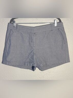 J.CREW Chambray Shorts Womens Size 14 Flat Front Chino Pockets Cotton Blue
